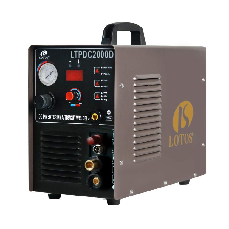 LOTOS LTPDC2000D 2024 Upgraded 3 in 1 Plasma Cutter TIG Sitck Welder Combo, 5/8″ 16mm Clean Cut 3/4″ 20mm Severance Cut 50A Non-Touch Pilot Arc Plasma Cutting Machine, 200A Tig & Stick Welder, Brown