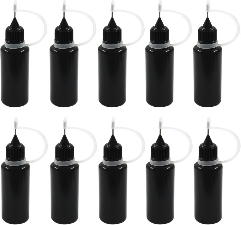 Piutouyar Bottle, 10pcs 20ml Plastic Black Fine Tip Applicator for Art Crafts, DIY, Acrylic Painting
