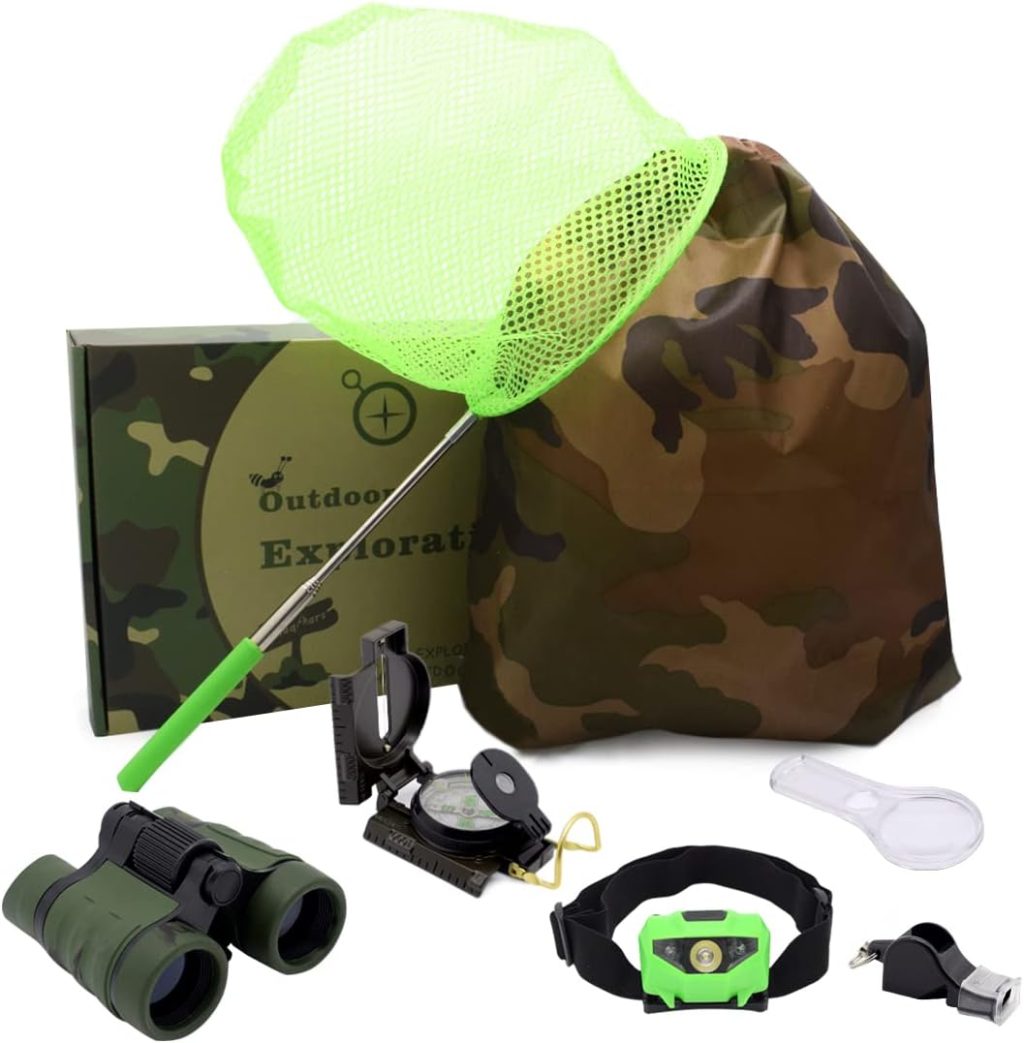 Kids Outdoor Adventure Set :Educational Children’s Toys Binoculars, LED Headlamp Flashlight, Compass, Magnifying Glass Whistle Butterfly Net & Backpack(Camo Color) for Boys Kids Outdoor Adventure Set :Educational Children’s Toys Binoculars, LED Headlamp Flashlight, Compass, Magnifying Glass Whistle Butterfly Net & Backpack(Camo Color) for Boys