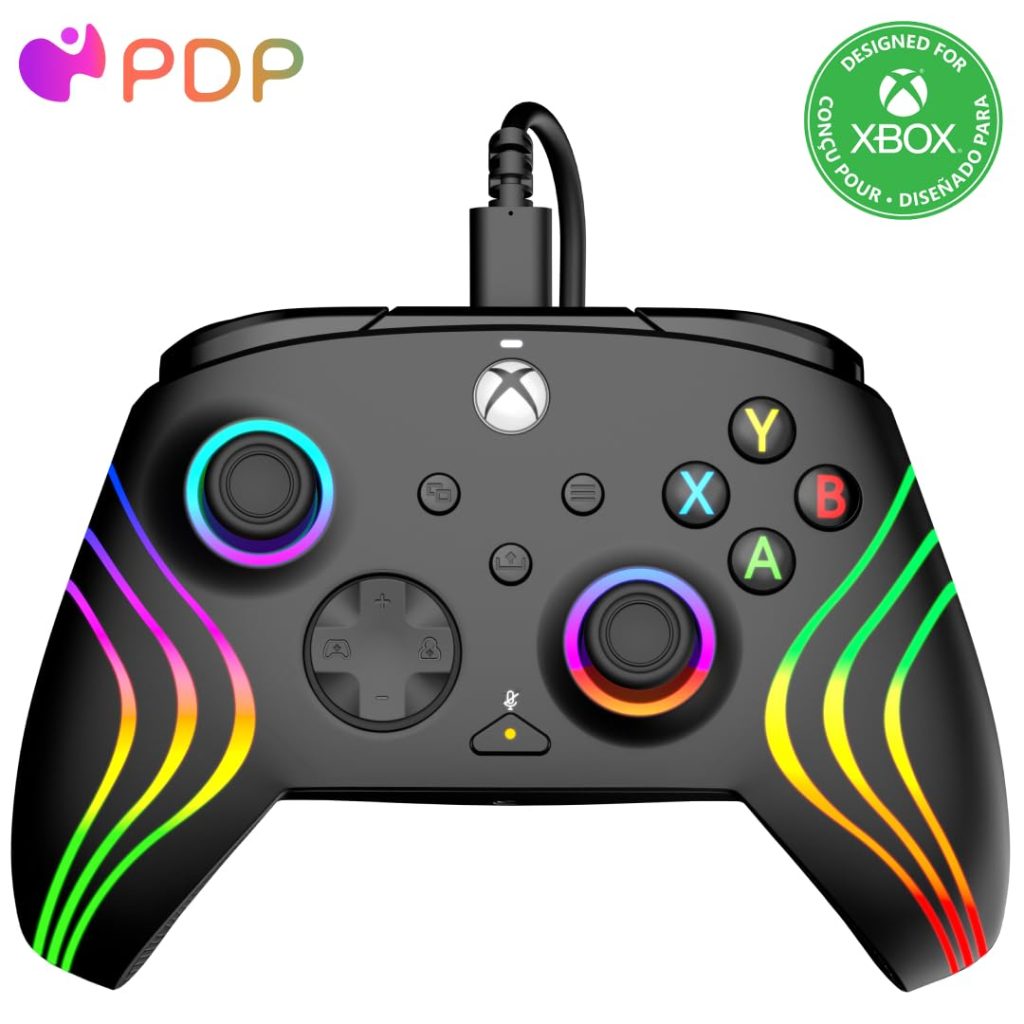 PDP Gaming Afterglow™ Wave Enhanced Wired Controller for Xbox Series X|S, Xbox One and Windows 10/11 PC, advanced gamepad video game controller, Officially Licensed by Microsoft for Xbox, Black PDP Gaming Afterglow™ Wave Enhanced Wired Controller for Xbox Series X|S, Xbox One and Windows 10/11 PC, advanced gamepad video game controller, Officially Licensed by Microsoft for Xbox, Black