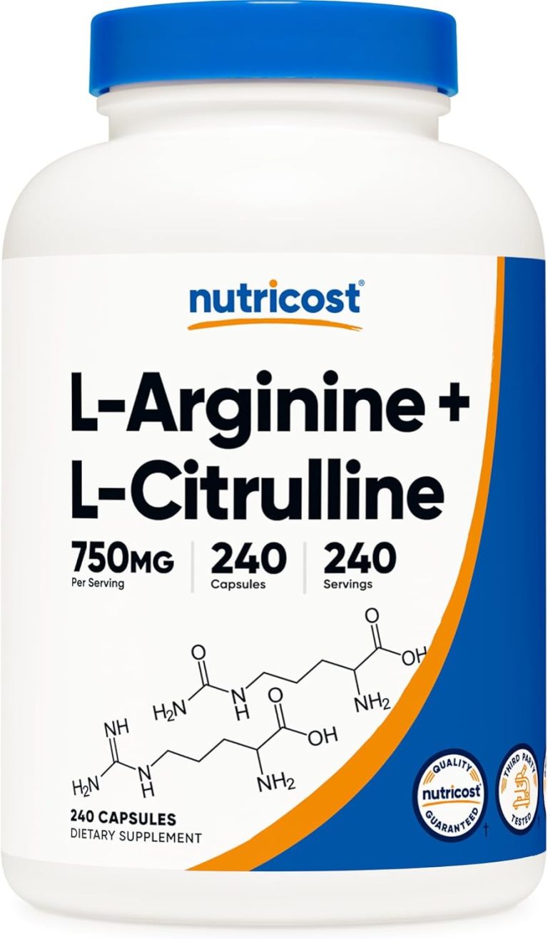 Nutricost L-Arginine L-Citrulline Complex 750mg, 240 Capsules – Non-GMO