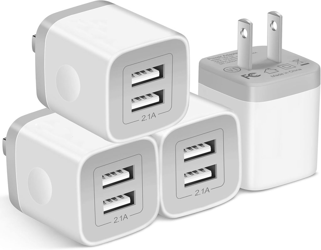 USB Wall Charger,4-Pack 2.1A Dual Port USB Cube Power Adapter Wall Charger Plug Charging Block Cube for iPhone 14/13/12/11/Pro Max/XS/XR/X/8/7/6 Plus, Pad, Samsung, LG, Moto, Android (White) USB Wall Charger,4-Pack 2.1A Dual Port USB Cube Power Adapter Wall Charger Plug Charging Block Cube for iPhone 14/13/12/11/Pro Max/XS/XR/X/8/7/6 Plus, Pad, Samsung, LG, Moto, Android (White)