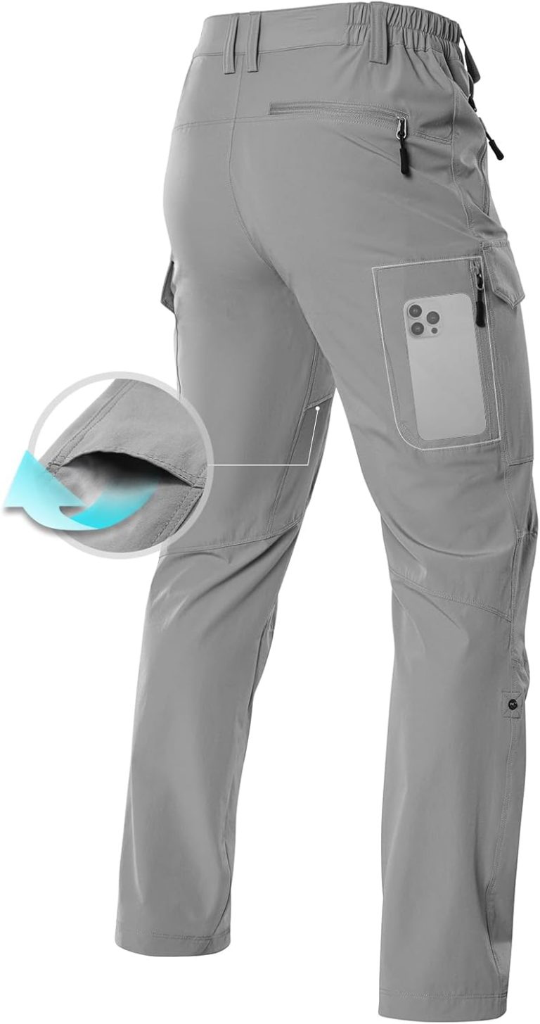 Moosehill Men’s Hiking Cargo Pants Lightweight Water-Resistant Tactical Work Pants Quick Dry for Fishing Golf Travel Outdoor
