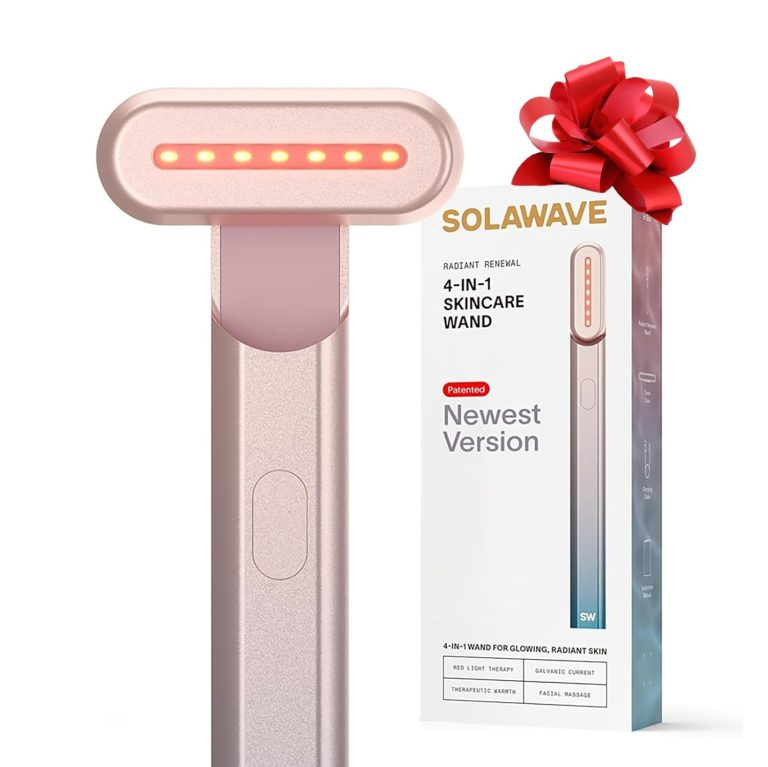 Solawave 4-in-1 Radiant Renewal Facial Wand | Red Light Therapy for Face and Neck | Galvanic Skincare Wand & Facial Massager | Anti-Aging Wrinkle Reduction | Solawave Original