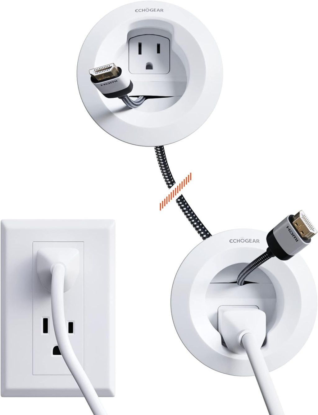 ECHOGEAR in-Wall Cable Management Kit – Includes Power & Low Voltage Cable Management – Hide TV Wires When Mounting A TV – Includes Hole Saw Drill Attachment for Easy Install ECHOGEAR in-Wall Cable Management Kit – Includes Power & Low Voltage Cable Management – Hide TV Wires When Mounting A TV – Includes Hole Saw Drill Attachment for Easy Install