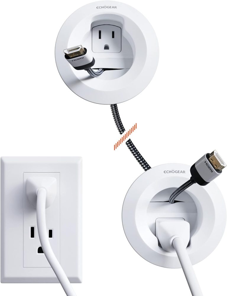 ECHOGEAR in-Wall Cable Management Kit – Includes Power & Low Voltage Cable Management – Hide TV Wires When Mounting A TV – Includes Hole Saw Drill Attachment for Easy Install