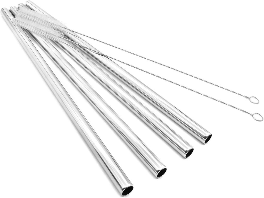 Super Big Drinking Straws Set 12″ Extra Long 1/2″ Extra Wide Reusable 304 Food-Grade 18/8 Stainless Steel for Frozen Drinks Boba Bubble Tea Smoothies and Shakes – Set of 4 with 2 Cleaning Brushes Super Big Drinking Straws Set 12″ Extra Long 1/2″ Extra Wide Reusable 304 Food-Grade 18/8 Stainless Steel for Frozen Drinks Boba Bubble Tea Smoothies and Shakes – Set of 4 with 2 Cleaning Brushes