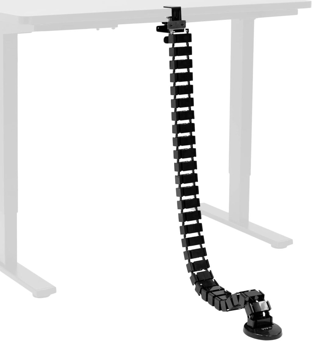 VIVO Clamp-On Desk Vertebrae Cable Management Kit, Adjustable Quad Entry Wire Organizer, Cord Protection Cover, Flexible Spine Cable Raceway for Home Office Sit Stand Workstation, Black, DESK-AC01P-B VIVO Clamp-On Desk Vertebrae Cable Management Kit, Adjustable Quad Entry Wire Organizer, Cord Protection Cover, Flexible Spine Cable Raceway for Home Office Sit Stand Workstation, Black, DESK-AC01P-B
