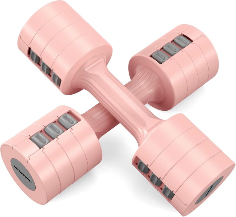 EAST MOUNT Adjustable Dumbbells 5 LBS Dumbbells Set of 2 / Pair 10 LBS Free Weights 6 in 1 for Home,Office, Gym Exercise Training