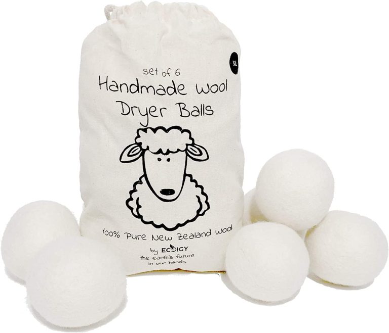 Wool Dryer Balls XL 6-Pack – 100% Pure New Zealand Wool, Ecoigy Natural Fabric Softener, Reduces Wrinkles & Drying Time, Ideal for Essential Oils, Dryer Sheets Alternative,Dryer Balls Laundry Reusable