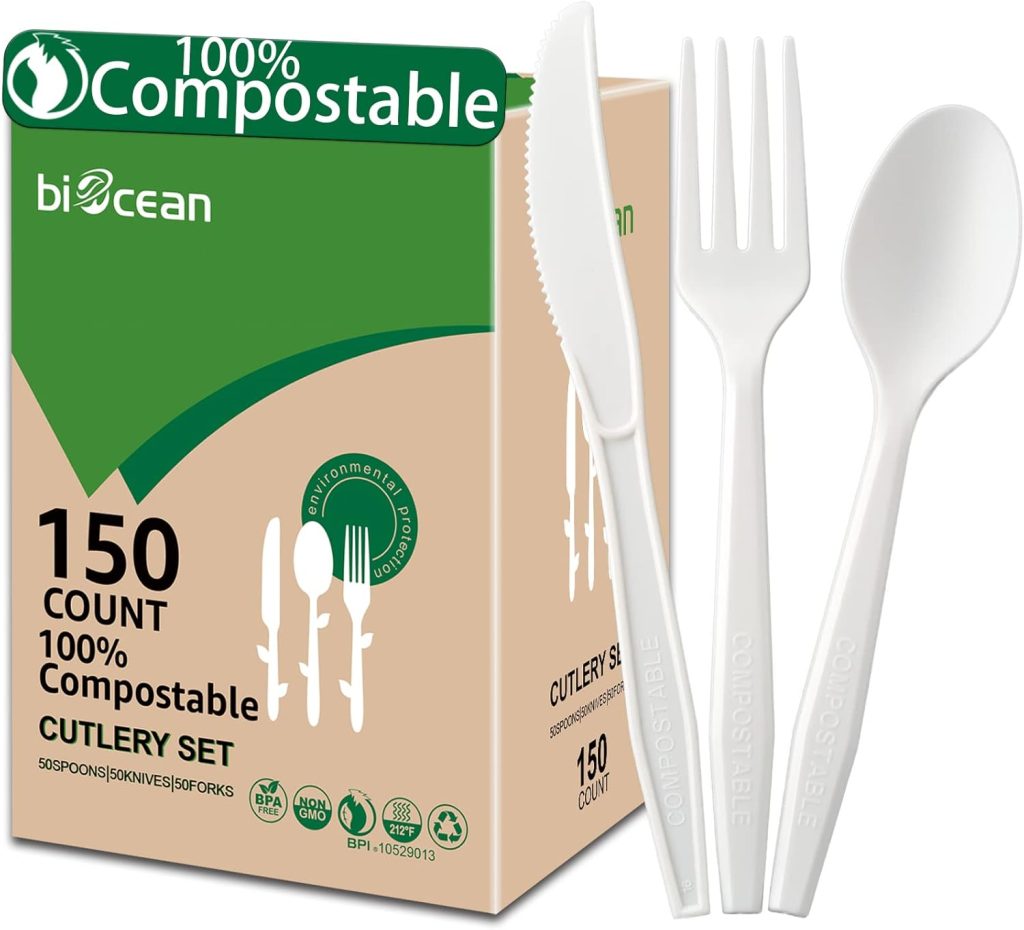 100% Compostable No Plastic Knives Forks Spoons Utensils, The Heavyweight Heavy Duty Flatware is Eco Friendly Products for Lounge Party Wedding BBQ Picnic Camping. 100% Compostable No Plastic Knives Forks Spoons Utensils, The Heavyweight Heavy Duty Flatware is Eco Friendly Products for Lounge Party Wedding BBQ Picnic Camping.