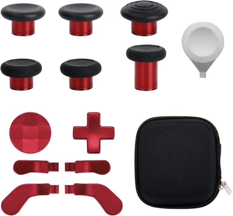 13 in 1 Metal Thumbsticks for Xbox One Elite Series 2, Elite Series 2 Controller Accessory Parts, Gaming Accessory Replacement, Metal Mod 6 Swap Joystick, 4 Paddles, 2 D-Pads, 1 Tool (Plating Red)