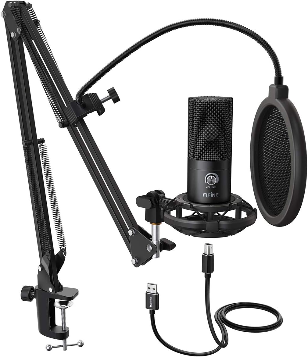 FIFINE Studio Condenser USB Microphone Computer PC Microphone Kit with Adjustable Boom Arm Stand Shock Mount for Instruments Voice Overs Recording Podcasting YouTube Vocal Gaming Streaming-T669 FIFINE Studio Condenser USB Microphone Computer PC Microphone Kit with Adjustable Boom Arm Stand Shock Mount for Instruments Voice Overs Recording Podcasting YouTube Vocal Gaming Streaming-T669