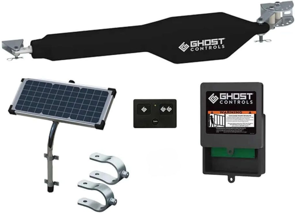 Ghost Controls Heavy-Duty Solar Automatic Gate Opener Kit for Driveway Swing Gates with Long-Range Solar Gate Opener Remote – Model TSS1XP Ghost Controls Heavy-Duty Solar Automatic Gate Opener Kit for Driveway Swing Gates with Long-Range Solar Gate Opener Remote – Model TSS1XP