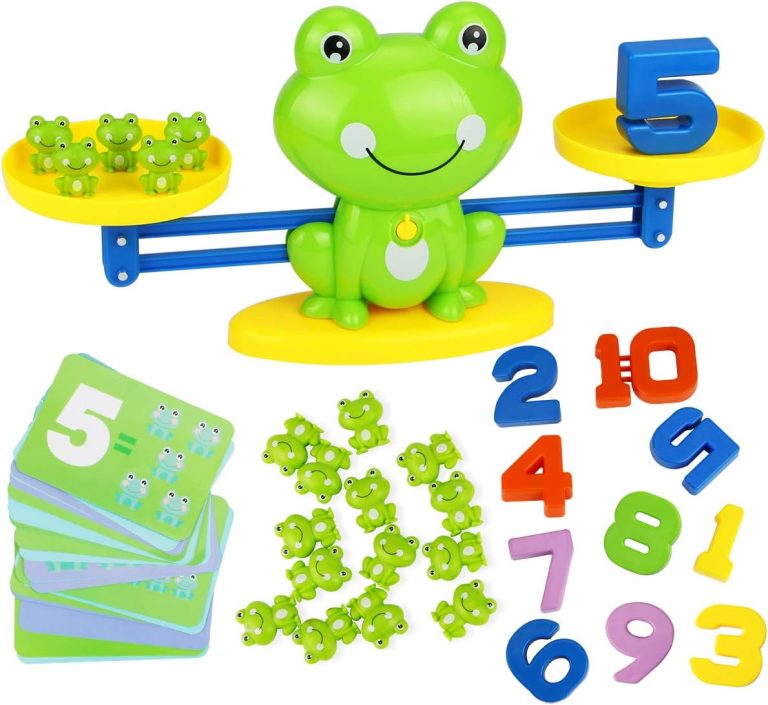 Aitbay Cool Math Game, Valentines for Preschoolers Frog Balance Counting Toys for Boys & Girls Educational Number Toy Fun Children’s Gift STEM Learning Age 3+ (63 PCS)