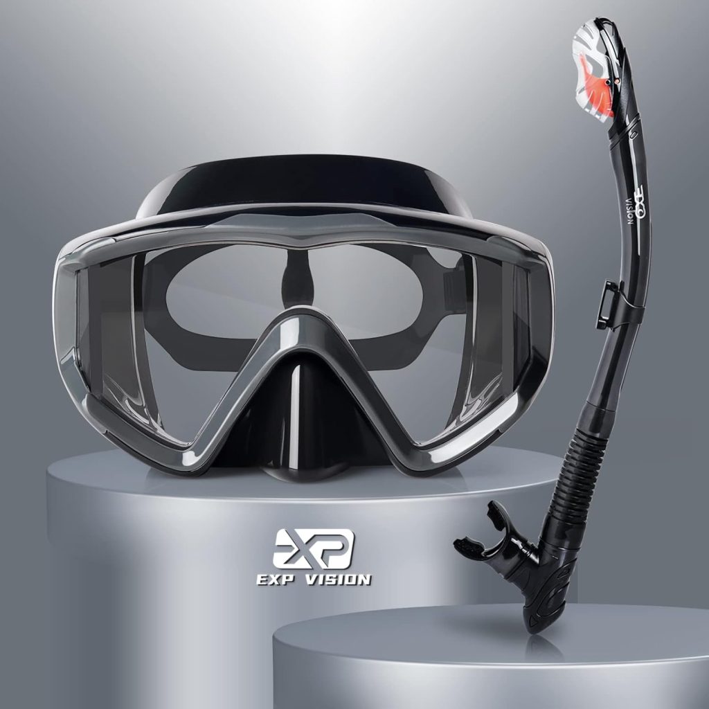 Snorkel Set Pano 3 Window Adult Snorkeling Gear, Professional Snorkel Goggles Anti-Fog Diving Mask, Anti-Leak Swim Mask and Dry Top Snorkel for Diving, Snorkeling, Swimming Snorkel Set Pano 3 Window Adult Snorkeling Gear, Professional Snorkel Goggles Anti-Fog Diving Mask, Anti-Leak Swim Mask and Dry Top Snorkel for Diving, Snorkeling, Swimming