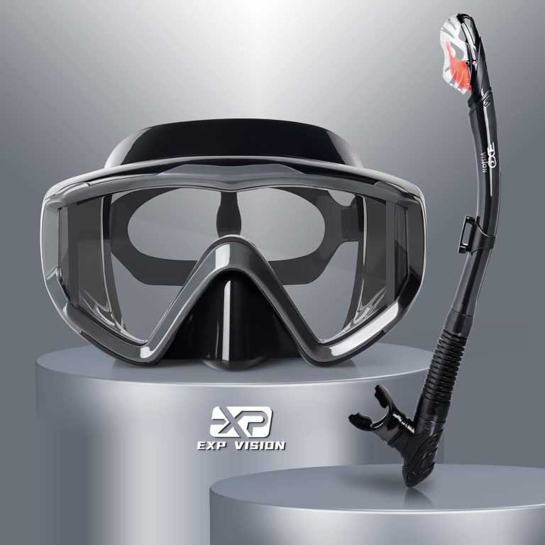 Snorkel Set Pano 3 Window Adult Snorkeling Gear, Professional Snorkel Goggles Anti-Fog Diving Mask, Anti-Leak Swim Mask and Dry Top Snorkel for Diving, Snorkeling, Swimming