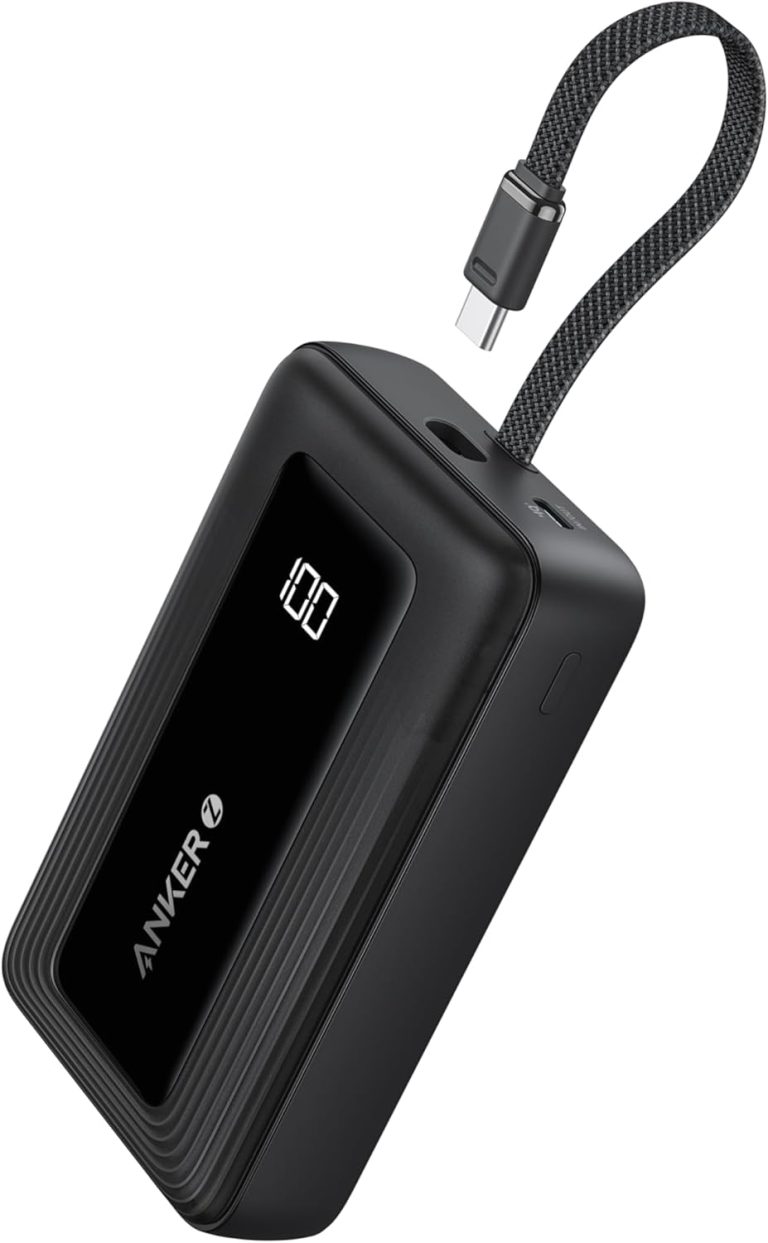 Anker Zolo Power Bank, 20,000mAh 30W High-Speed Portable Charger with Built-in USB-C Cable, 1 USB-C, 1 USB-A, Battery Pack for iPhone 16/15/15 Pro/15 Pro Max/15 Plus, MacBook, Galaxy, and More