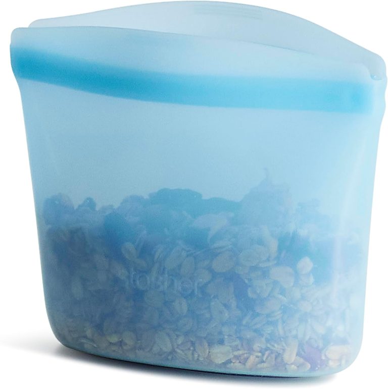 Stasher Premium Silicone Reusable Food Storage Bag, Blue | Microwave, Sous Vide, Dishwasher, Oven and Freezer Safe | BPA Free, Leak-free, Eco-friendly, 1-Cup Bowl