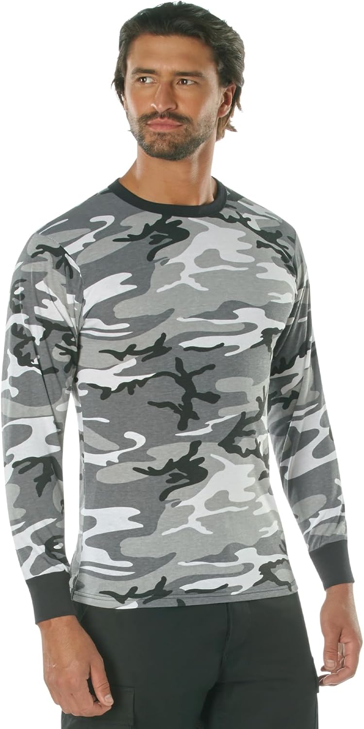 Rothco Long Sleeve Color Camo T-Shirt – Comfortable Tee for Outdoor Adventure (US, Alpha, Small, Regular, Regular, City Camo)