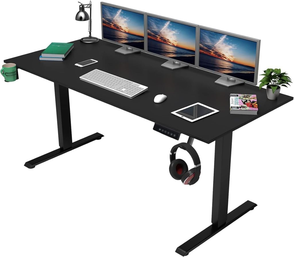OUTFINE Heavy Duty Dual Motor Height Adjustable Standing Desk Electric Dual Motor Home Office Stand Up Computer Workstation with (Black, 63″) Desktop Load up to 220lbs OUTFINE Heavy Duty Dual Motor Height Adjustable Standing Desk Electric Dual Motor Home Office Stand Up Computer Workstation with (Black, 63″) Desktop Load up to 220lbs