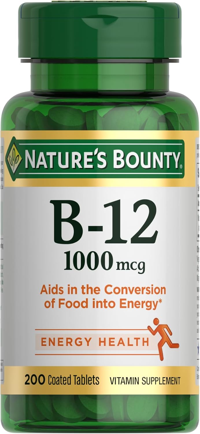 Nature’s Bounty Vitamin B12, Supports Energy Metabolism, Tablets, 1000mcg, 200 Ct