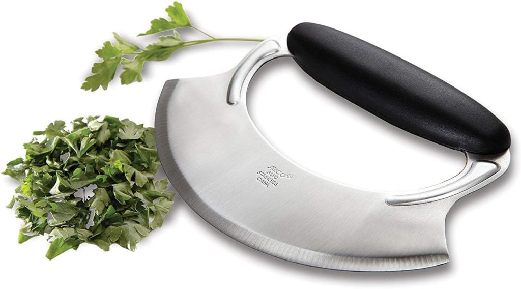 Amco 4.9″ Mezzaluna with Silicone Handle & Stainless Steel Blade – Dishwasher Safe Versatile Chopping Tool for All Kitchen Needs – Non-Slip Grip, Easy to Use and Comfortable to Hold Amco 4.9″ Mezzaluna with Silicone Handle & Stainless Steel Blade – Dishwasher Safe Versatile Chopping Tool for All Kitchen Needs – Non-Slip Grip, Easy to Use and Comfortable to Hold