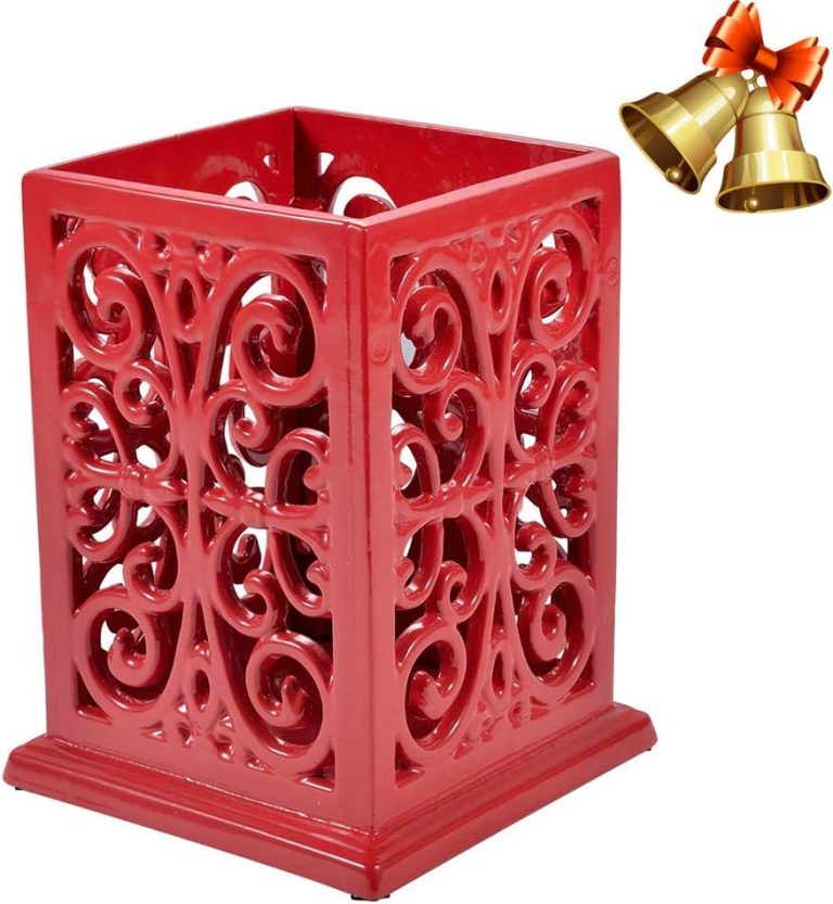 jogreful Kitchen Utensil Holder Cooking Utensil Organizer Vintage Decorative Cast Iron Utensil Holder for Countertop Cooking Tools- Red Utensil Crock