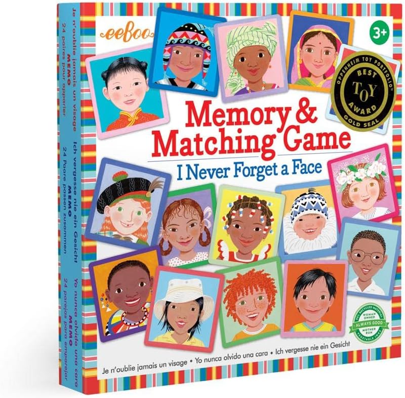 eeBoo: I Never Forget a Face, Memory & Matching Game, Developmental and Educational, 24 Pairs to Match, Single or Multiplayer Function, for Ages 3 and up eeBoo: I Never Forget a Face, Memory & Matching Game, Developmental and Educational, 24 Pairs to Match, Single or Multiplayer Function, for Ages 3 and up