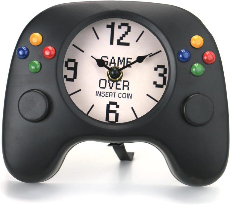 Gamer Gifts for Men Gamer Room Game Cave Wall Decor Cool Stuff for Boys Gamers Gift for Kids Ideas Video Game Decor Metal Controller Gamepad Desk Clock Wall Clock 7.4 x 6.0 inches