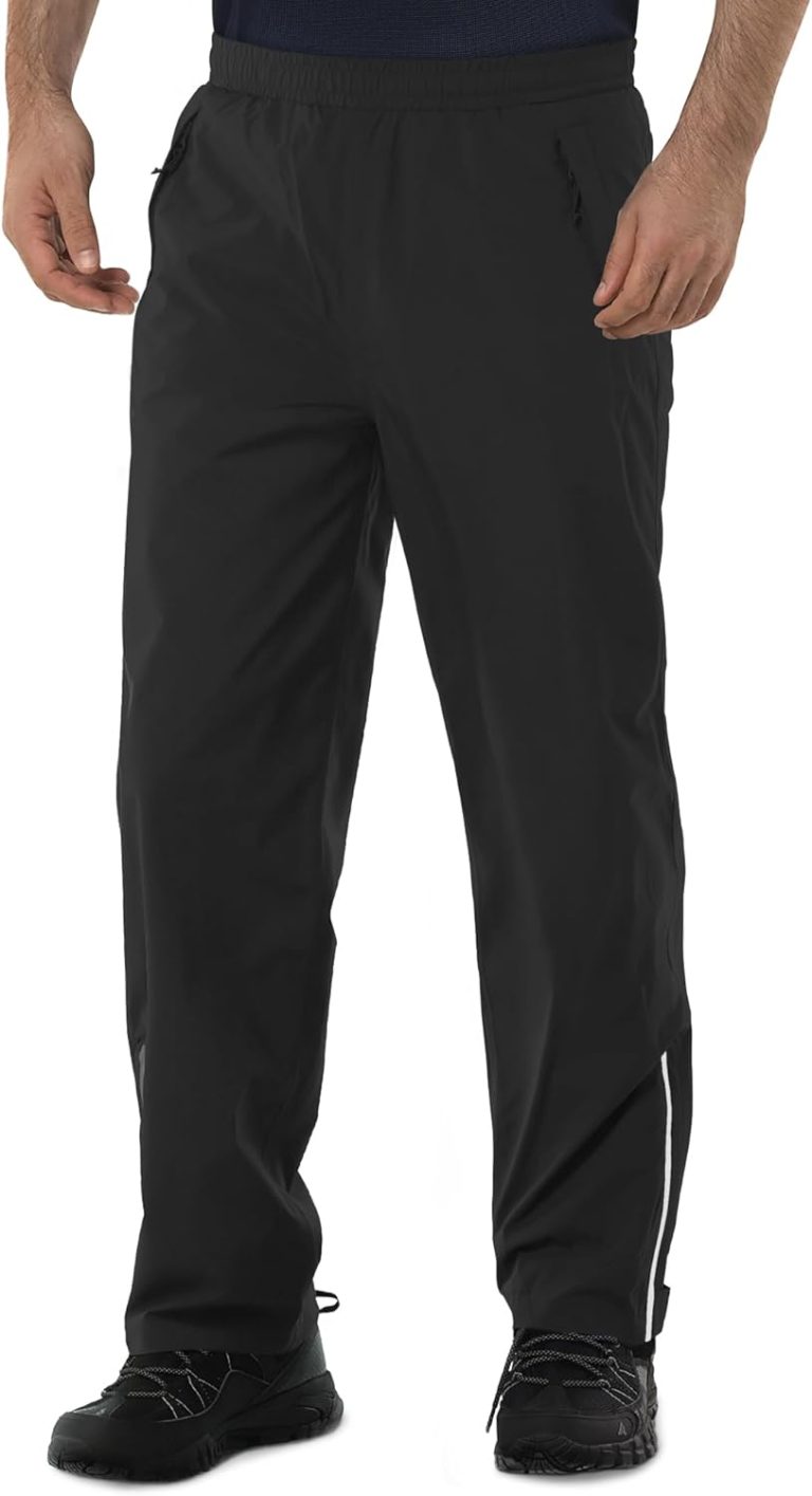33,000ft Men’s Rain Pants Waterproof, Windproof Lightweight Outdoor Rain Over Pants for Fishing Golf Work Hiking