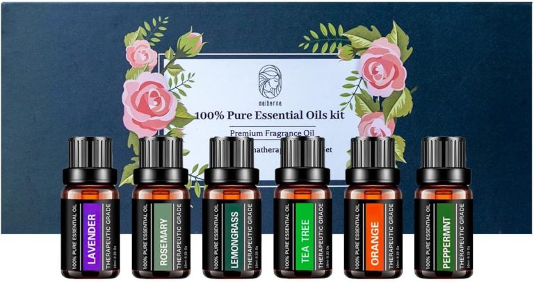 Essential Oils Sets Pure Oils kit- Top 6 Aromatherapy Oils Gift Set-6 Pack, 10ML(Rosemary, Lavender, Lemon Grass, Orange, Peppermint, Tea Tree)