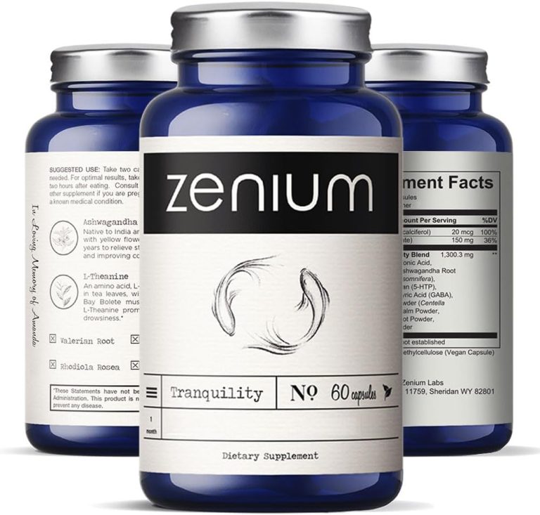 Zenium – Relieve Stress, Tension, Worry, Nervousness, & Irritability | Calm The Mind & Body | Ayurvedic | Natural Relief Supplement | Boosts Mood | Ashwagandha, L-Theanine, GABA, Rhodiola |60 Capsules