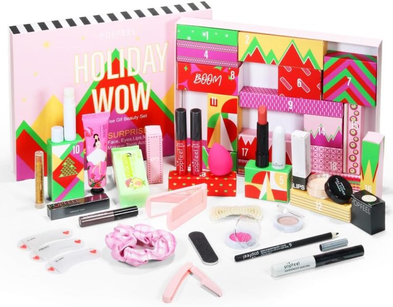 Makeup Advent Calendar 2024 for Teens Girls, Christmas Countdown Calendar Surprise Makeup Gift Kit, Include Lip Gloss, Blush, Concealer, Mascara, Eyebrow Pencil