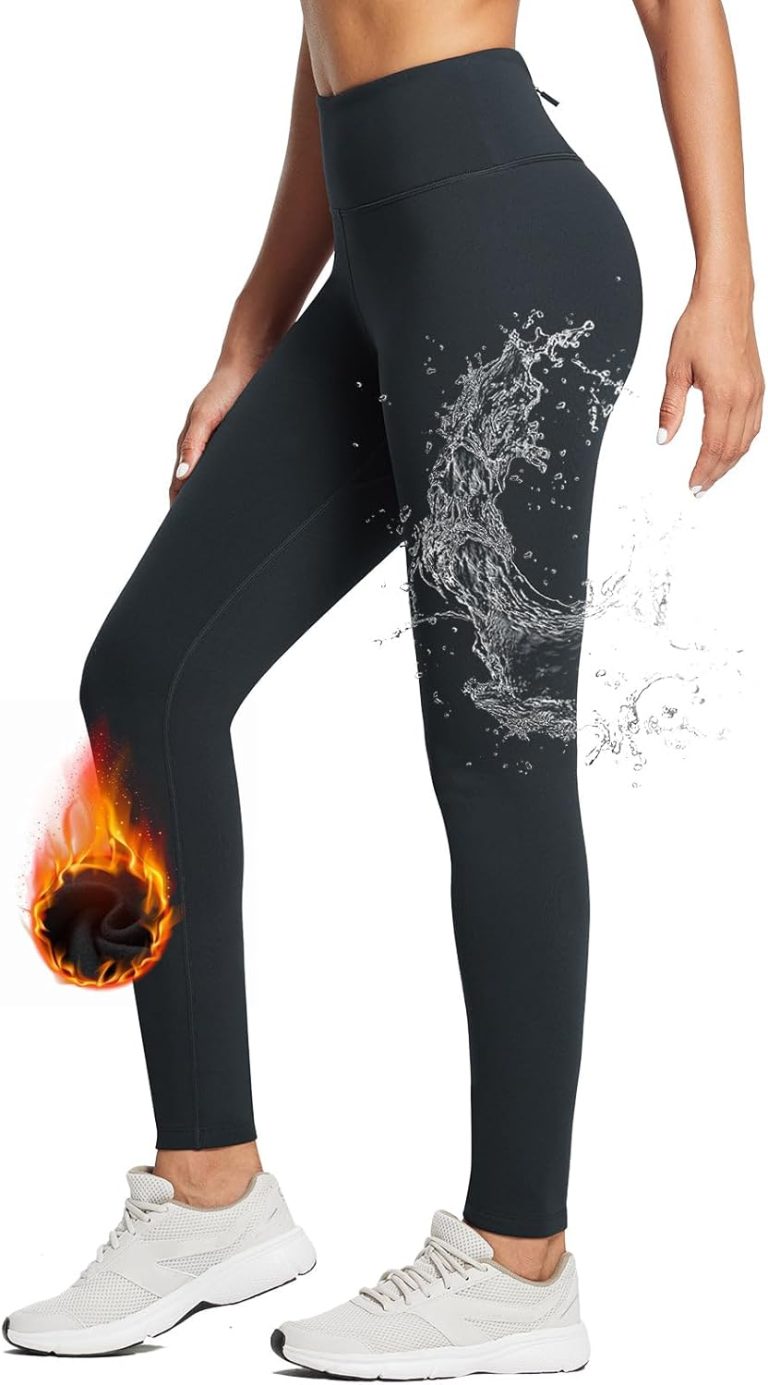 BALEAF Women’s Fleece Lined Leggings Water Resistant Thermal Winter Warm Tights High Waisted with Pockets Running Gear