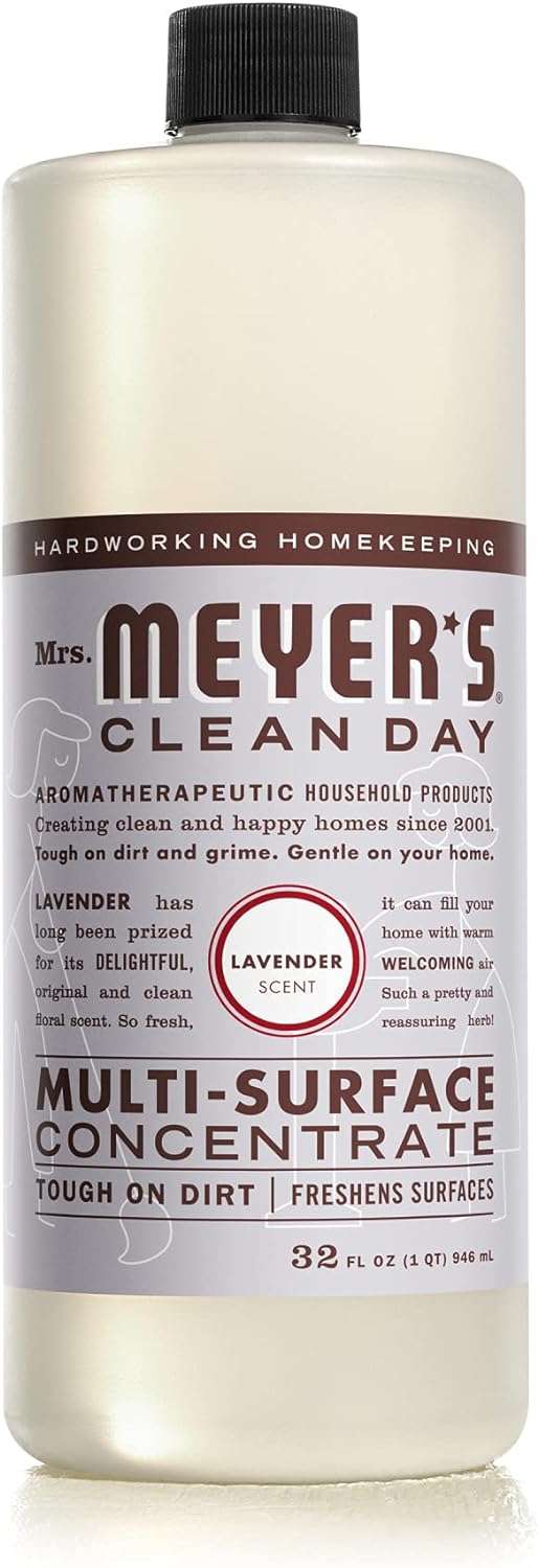 MRS. MEYER’S CLEAN DAY Multi-Surface Cleaner Concentrate, Use to Clean Floors, Tile, Counters, Lavender, 32 fl. oz