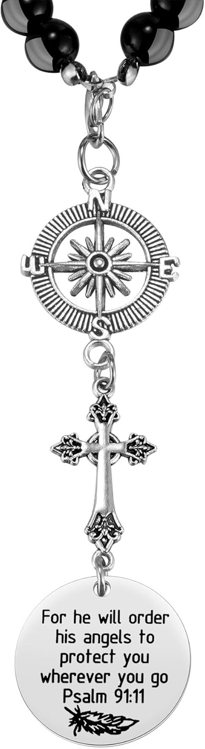 Cross Car Charm, for He Will Order His Angels to Protect You Wherever You Will Go, Rear View Mirror Car Charm, Psalm 91:11, Bible Verse, Religious Gifts for Women Cross Car Charm, for He Will Order His Angels to Protect You Wherever You Will Go, Rear View Mirror Car Charm, Psalm 91:11, Bible Verse, Religious Gifts for Women