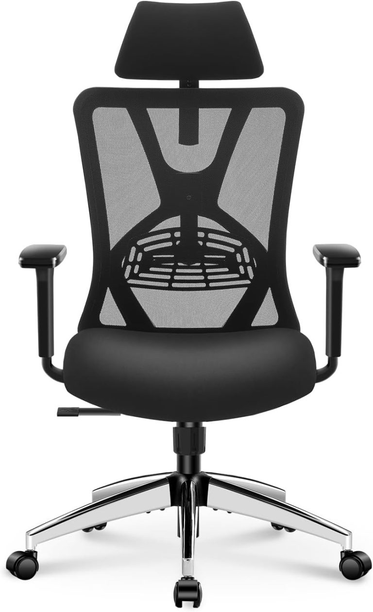Ticova Ergonomic Office Chair – High Back Desk Chair with Adjustable Lumbar Support, Headrest & 3D Armrest – 130°Rocking Mesh Computer Chair