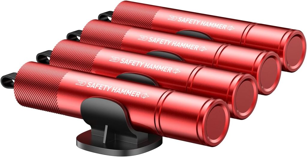 Window Breaker Seatbelt Cutter – Emergency Car Accessories Tool Set, Glass Breaker and Seat Belt Cutter Escape Tool – Safe Hammer for Land and Underwater(Red 4Pcs) Window Breaker Seatbelt Cutter – Emergency Car Accessories Tool Set, Glass Breaker and Seat Belt Cutter Escape Tool – Safe Hammer for Land and Underwater(Red 4Pcs)