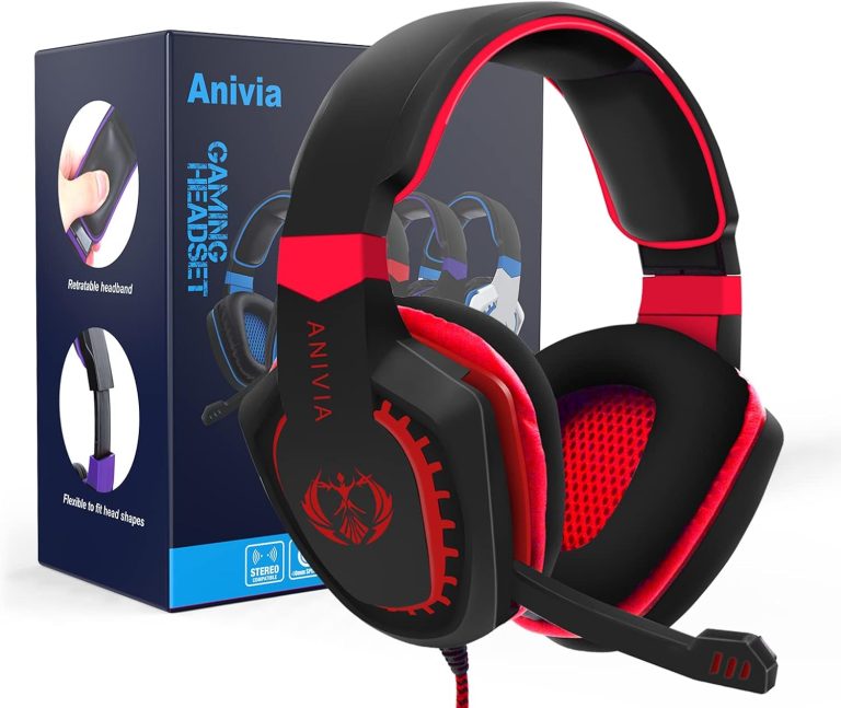 Anivia AH28 Over Ear Headphones Wired Stereo Computer Headsets Gaming Headset with Mic, Bass with Volume Control, Noise Isolating for Multi-Platforms