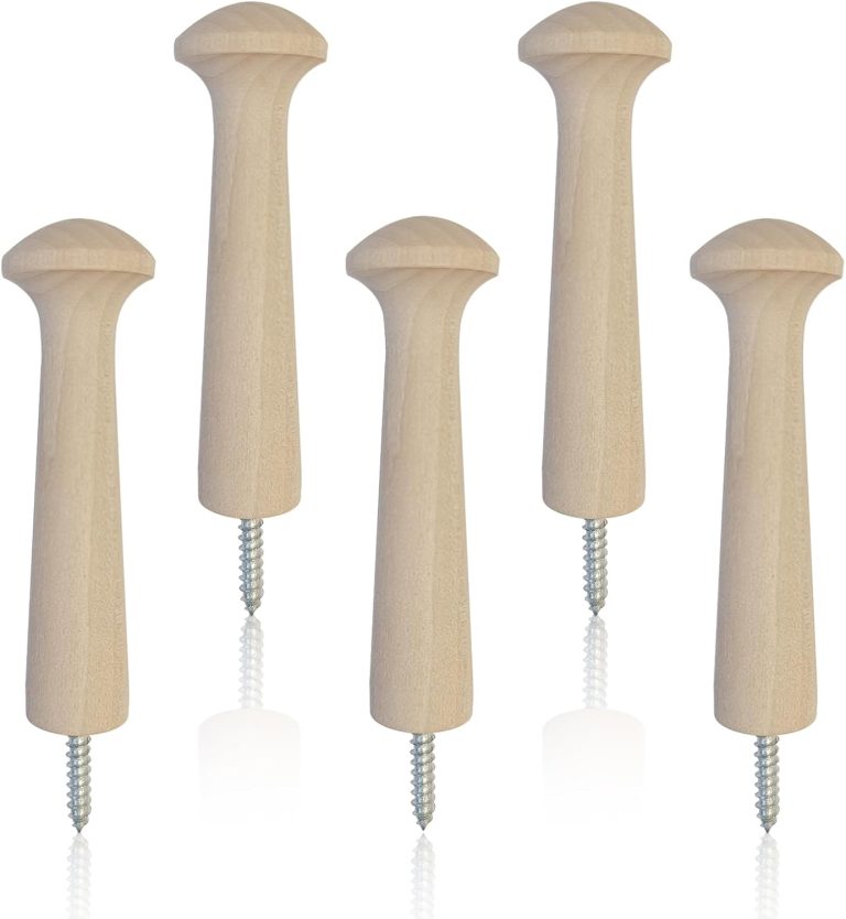 5Pcs Wooden Pegs Shaker Coat Hooks Screw-in Wall Rack Pegs for Hanging Clothes Hats Towels Unfinished Wood Shaker Peg Hooks for DIY Paint Hat Rack and Wooden Hook Boards