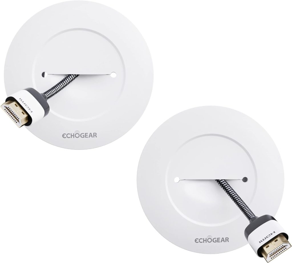 ECHOGEAR TV Cord Hider for Wall Mounted TV – Cable Management Kit Hides TV Wires Behind The Wall- Includes 2 Pass Throughs, Locking Brackets, and Hole Saw Drill Attachment (White) ECHOGEAR TV Cord Hider for Wall Mounted TV – Cable Management Kit Hides TV Wires Behind The Wall- Includes 2 Pass Throughs, Locking Brackets, and Hole Saw Drill Attachment (White)