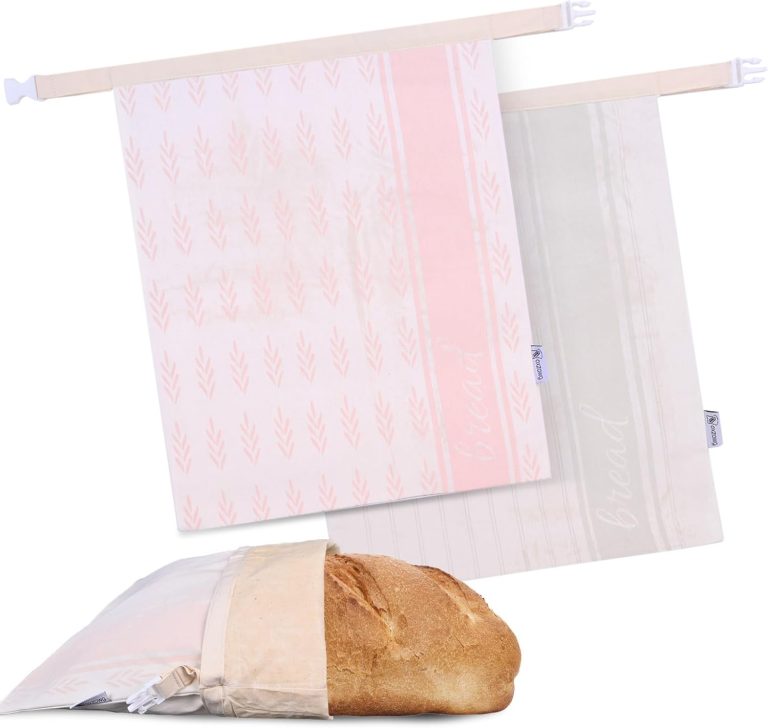 Reusable Bread Bags for Homemade Bread, 2 Pack Cotton Beeswax Bags for Sourdough Bread, XL Bread Storage Bag