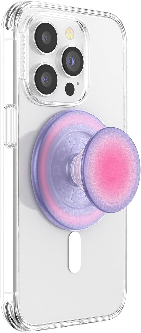 PopSockets Phone Grip Compatible with MagSafe, Adapter Ring for MagSafe Included, Phone Holder, Wireless Charging Compatible – Aura