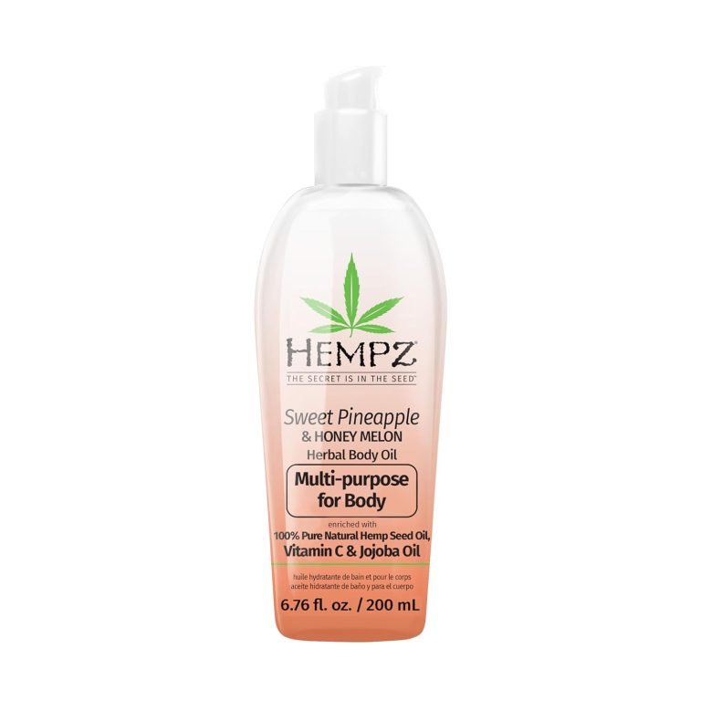 HEMPZ Sweet Pineapple & Honey Melon Herbal Hydrating Multi-Purpose Body Oil for Body – Moisturizing Bath, Shower, or Shaving Oil for Dry or Sensitive Skin for Women & Men, 6.76 Oz