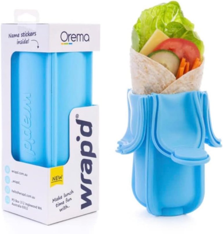 Blue Wrap’d Reusable Silicone Lunch Burrito Flatbread Wrap Holder Container Alternative to Beeswax Wraps Cling Wrap