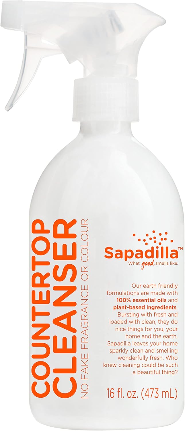 Sapadilla Grapefruit + Bergamot Biodegradable Countertop Cleanser Spray, 16 Ounce, (Pack of 1)