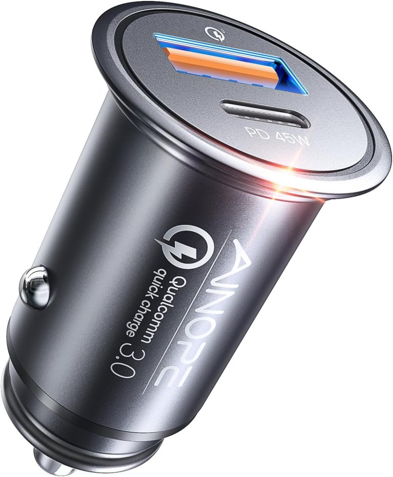AINOPE 67.5W iPhone 16 Car Charger USB C Fast Charging,Cigarette Lighter Adapter PD&QC All Metal Mini Car Charger Adapter,Type C Car Charger for iPhone 16 Pro Max Plus 15 14 13 12,Samsung,Black