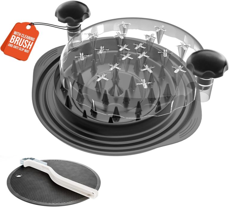 Chicken Shredder 10.8 inch Large Chicken Shredder Tool Twist with Anti-slip Mat and Cleaning Brush, Dishwasher Safe, Heat Resistant, Bpa Free Transparent Lid, Ergonomic Handle, Meat Shredder (Black)