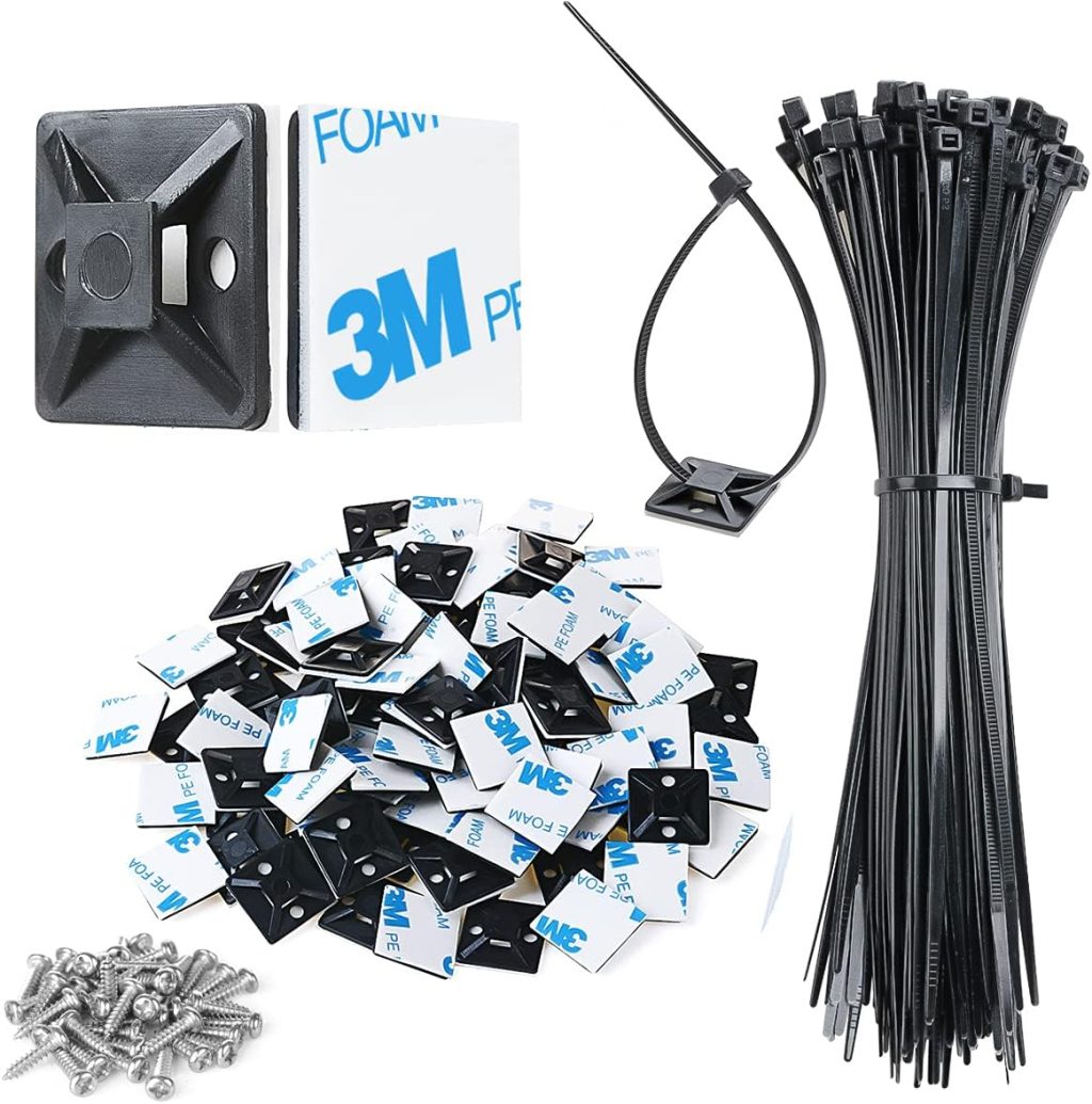 XHF 3/4″ Strong Back-Glue Self Adhesive Black Cable Zip Tie Mounts 100pcs with 8″ Zip Ties, Screws, UV Protection Outdoor Sticky Wire Fasteners Cable Clips Management Anchors Organizer Holders Squares XHF 3/4″ Strong Back-Glue Self Adhesive Black Cable Zip Tie Mounts 100pcs with 8″ Zip Ties, Screws, UV Protection Outdoor Sticky Wire Fasteners Cable Clips Management Anchors Organizer Holders Squares